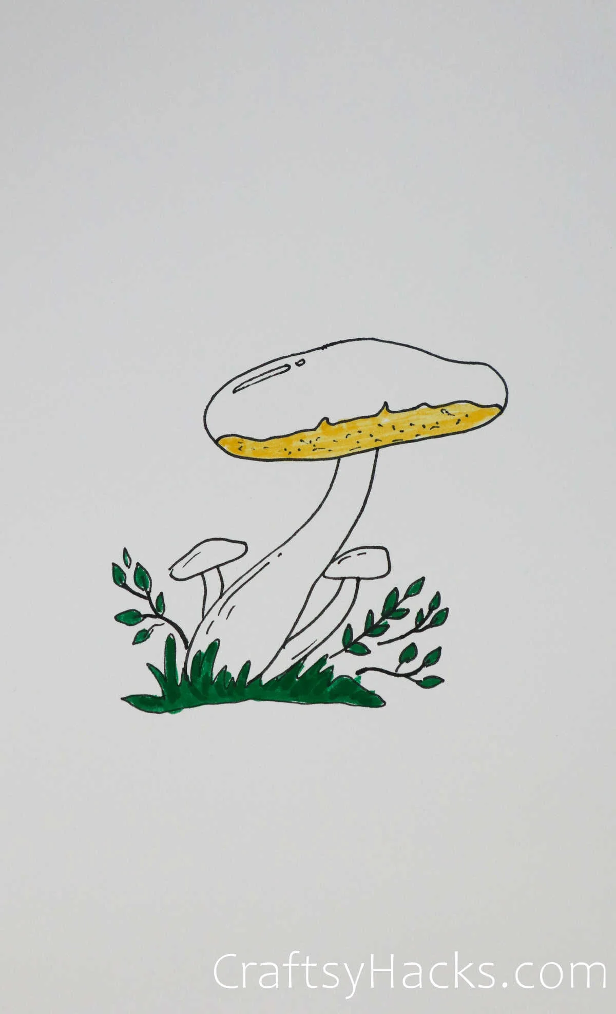 mushroom trio drawing