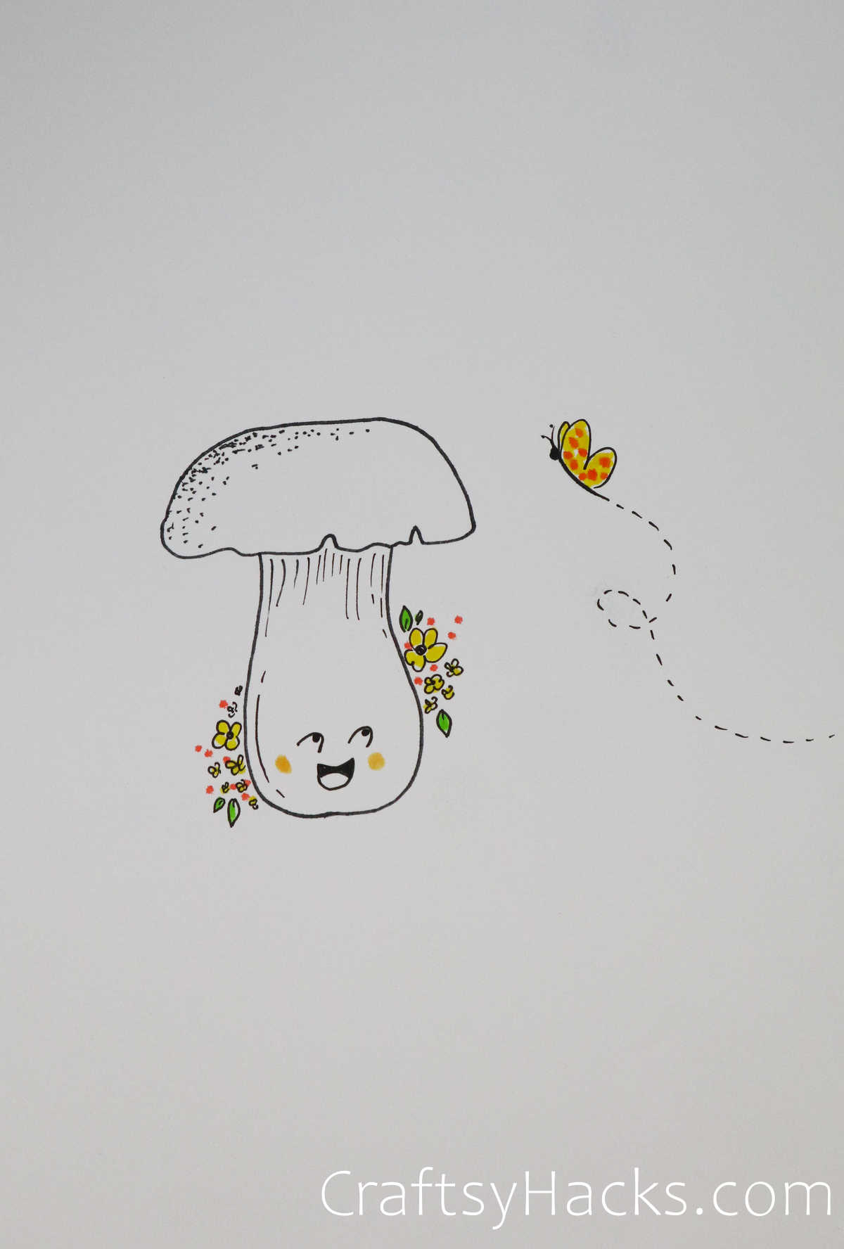 happy mushroom drawing