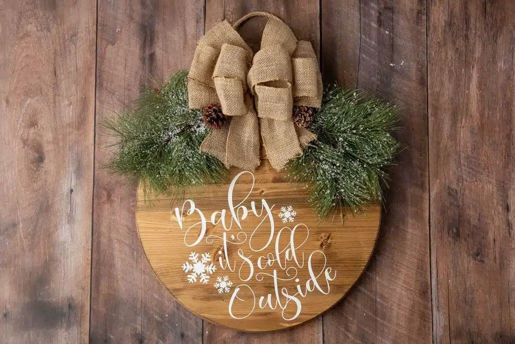 farmhouse christmas stained door sign