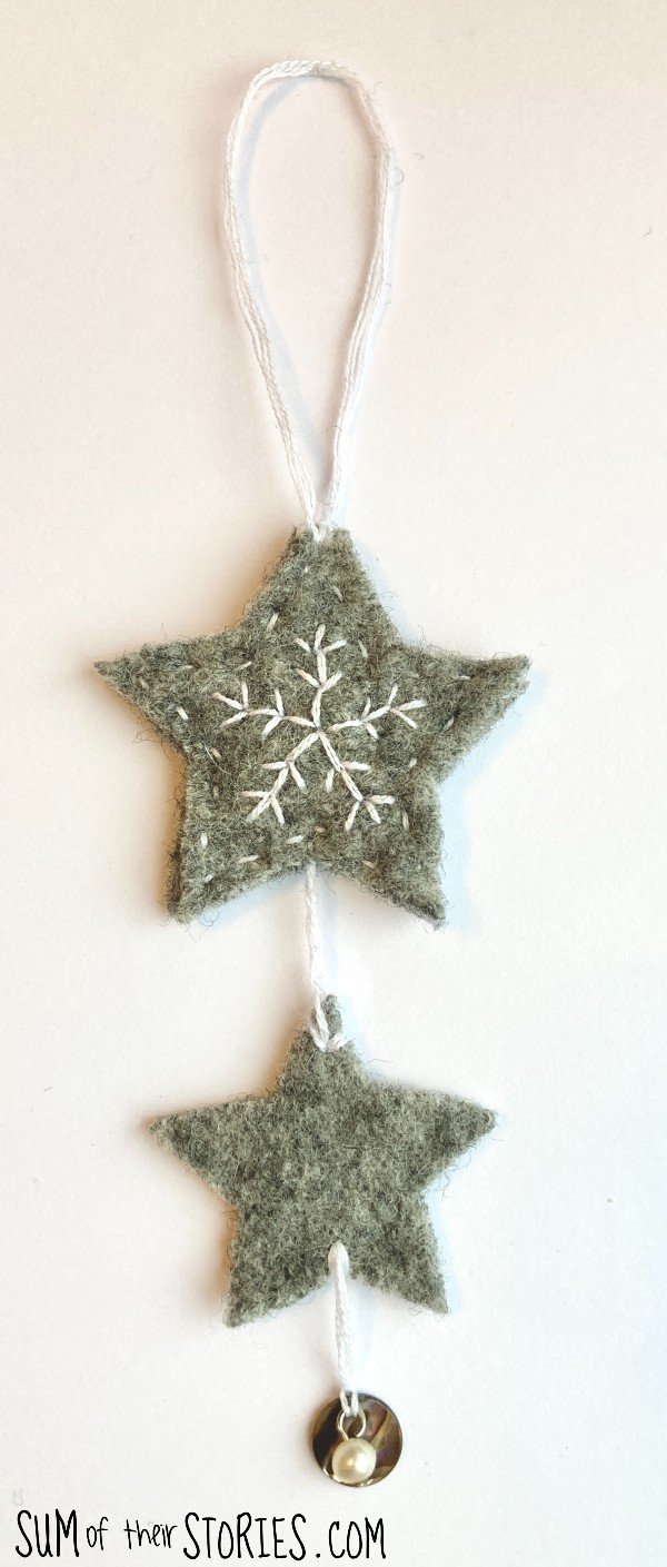 felted star snowflake ornament