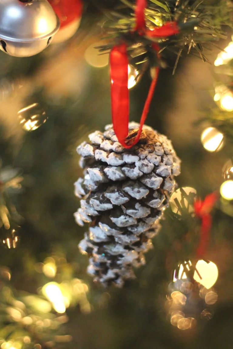 snowy pinecone ornaments